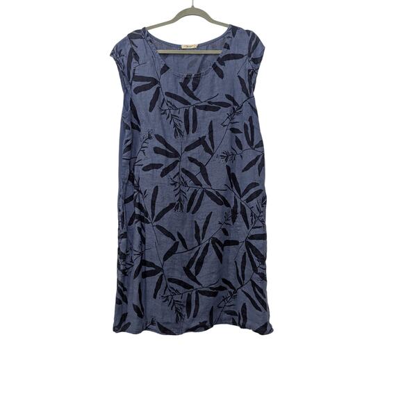 LUNGO L'ARNO 100% Made in Italy Tropical  Midi Sundress Blue Womens Size 1X - Picture 2 of 5